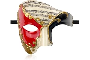 HyperFun Mens Masquerade Mask Phantom of The Opera Half Face Mask with Bowtie, Vintage Venetian Masks for Costume Party
