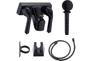 PUREHAVEN RV Shower Faucet with Hose and shower Head,Camper Shower Faucet Replacement,Rv Tub Faucet With Shower Diverter,Handheld Camper Shower Head and Hose,Rv Outdoor Shower Kit (Faucet Kit, Black)