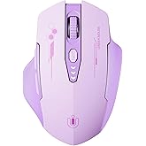 Uineer Wireless Bluetooth Mouse,[Upgraded] Rechargeable Computer Mice (BT 5.0/4.0+2.4G Hz) with Visible Battery Level, 4 Adiustable DPl, Portable PC Mouse for MacBook Chromebook,Purple