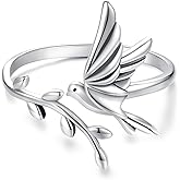MUNDELL 925 Sterling Silver Plated Chameleon Adjustable Ring Koi Fish Wrap Rings Bird Open Statement Rings for Women Jewelry Gift