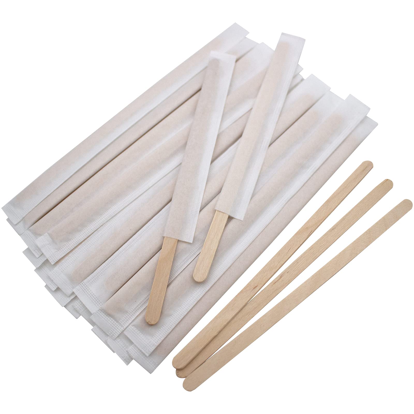BLUE TOP Individually Paper Wrapped Wooden Coffee Stirrers 4.3 Inch Pack 500, Disposable Wood Sticks for Coffee/Tea/Hot Beverage/Hot Chocolate/Cold Drinks, Wood Blenders for Butter Sugar,Craft Stick