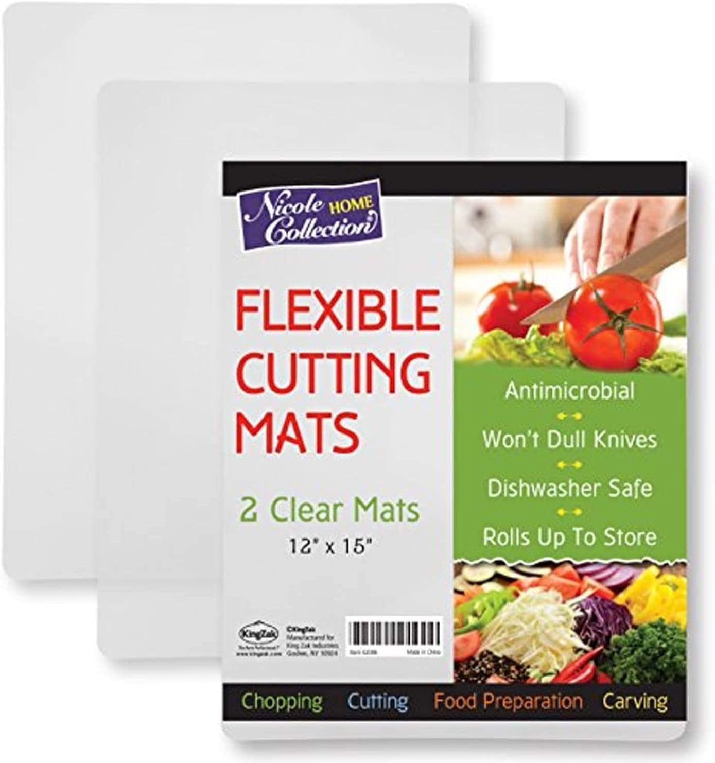 Flexible Plastic Cutting Board Mats Set, Clear Kitchen Cutting Board Set of 2 Clear Mats