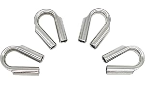 NOVSINO Stainless Steel Wire Rope Tube Thimble Heavy Duty Cable Thimble for Wire Rope Cable 5/16'' (8mm), Pack of 4