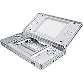 eXtremeRate Chrome Silver Replacement Full Housing Shell for Nintendo DS Lite, Custom Handheld Console Case Cover with Buttons, Screen Lens for Nintendo DS Lite NDSL - No Console