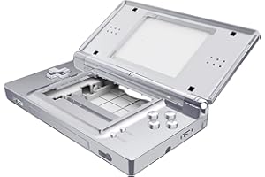 eXtremeRate Chrome Silver Replacement Full Housing Shell for Nintendo DS Lite, Custom Handheld Console Case Cover with Button