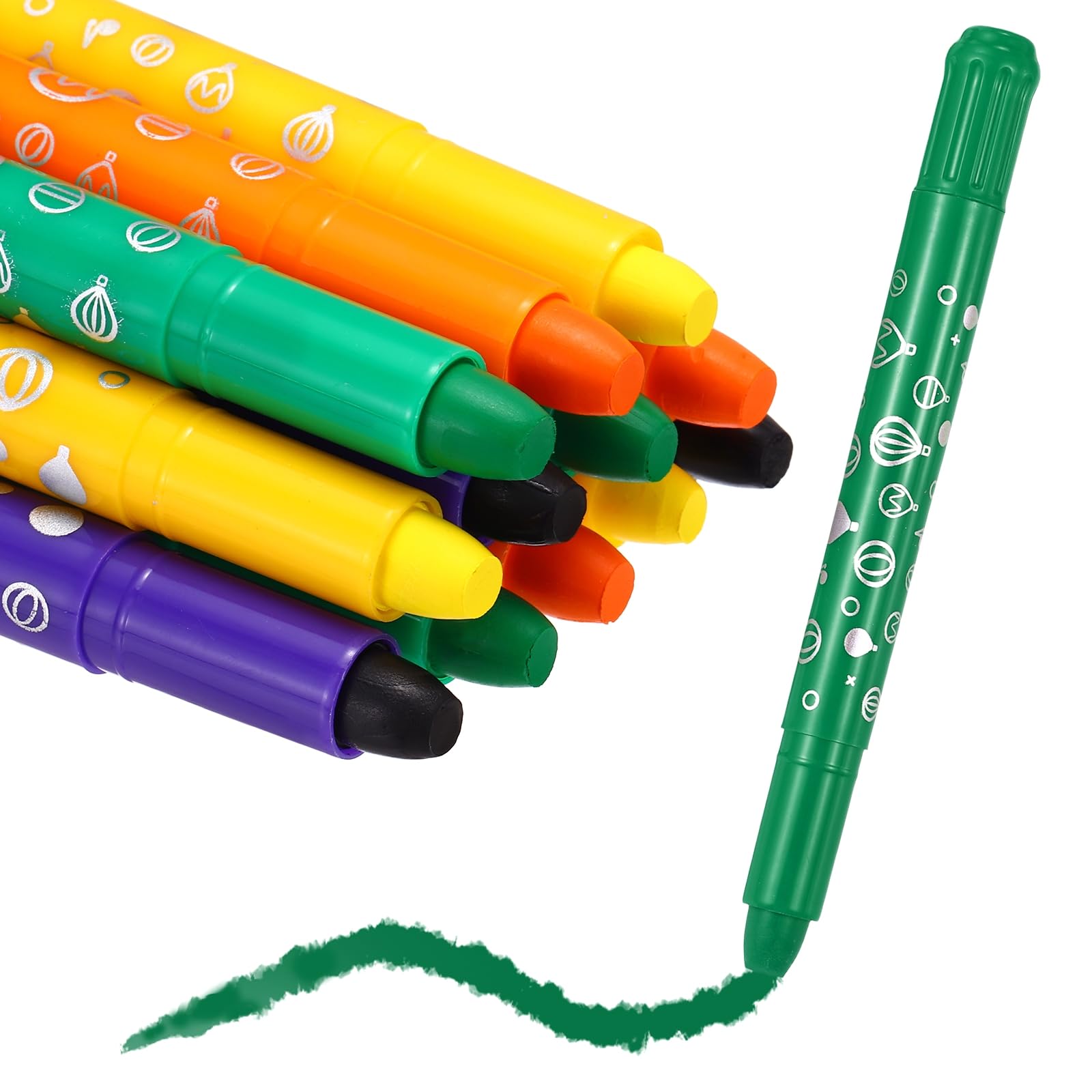 sourcing map Twist Crayons, Twist Crayons Gel Watercolor Set Washable Silky Smooth for Arts Drawing DIY Craft Project Coloring Supplies Gift(Green Orange Yellow Purple, Pack of 12)