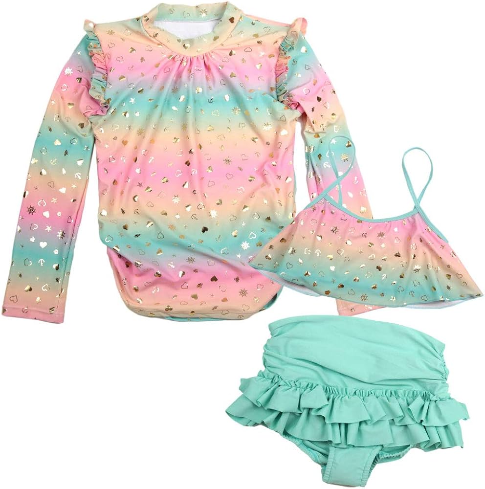 Amazon ラッシュガード セパレートビキニの水着 3点セット キッズ 女の子 Bost Rボストアール 水着 通販