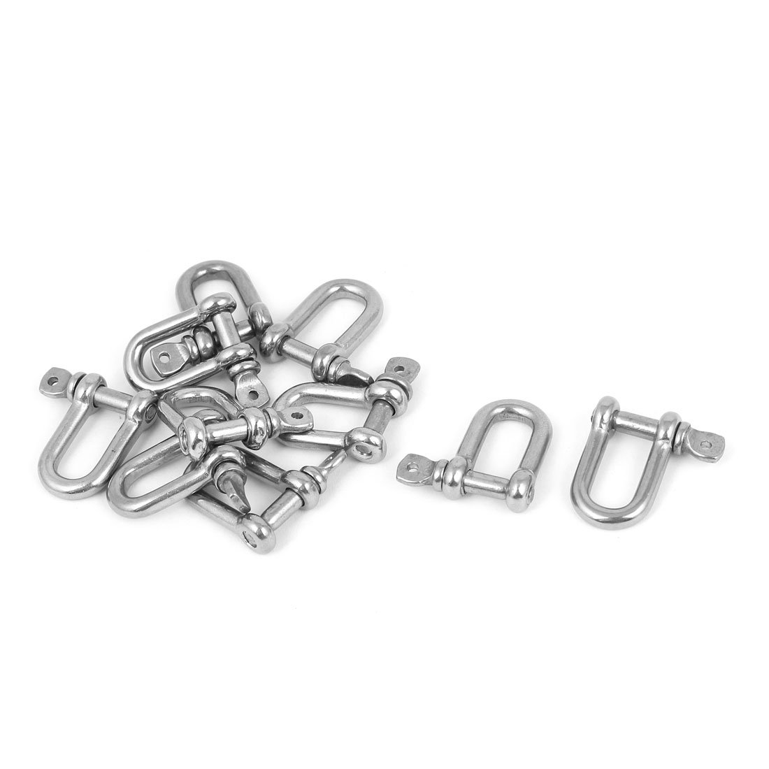Sourcingmap 10PCS Stainless Steel Wire Rope Fastener Bow D Shackles 4mm Thread