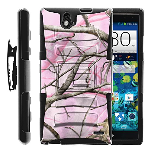 MINITURTLE Case Compatible w/ ZTE Grand X Max Case, ZTE Grand X Max Holster, Two Layer Hybrid Armor Hard Cover w/ Built in Stand for ZTE Grand X Max Z787, ZTE Grand X Max+ Plus (Cricket) from MINITURTLE | Includes Screen Protector Pink Hunter Camoufl