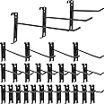 24 Pieces Gridwall Hooks 4/6/8 Inch Panel Hooks Metal Hanging Hooks Hangers Black Commercial Grade Pegs Accessories for Garage Shop Retail Display (24, Black)