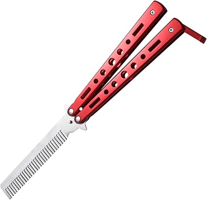 Amazon Rosenice バタフライコームステンレス鋼折りたたみ練習トレーニングコームプロのサロンヘアスタイリングツールスポーツアウトドアレッド カッター