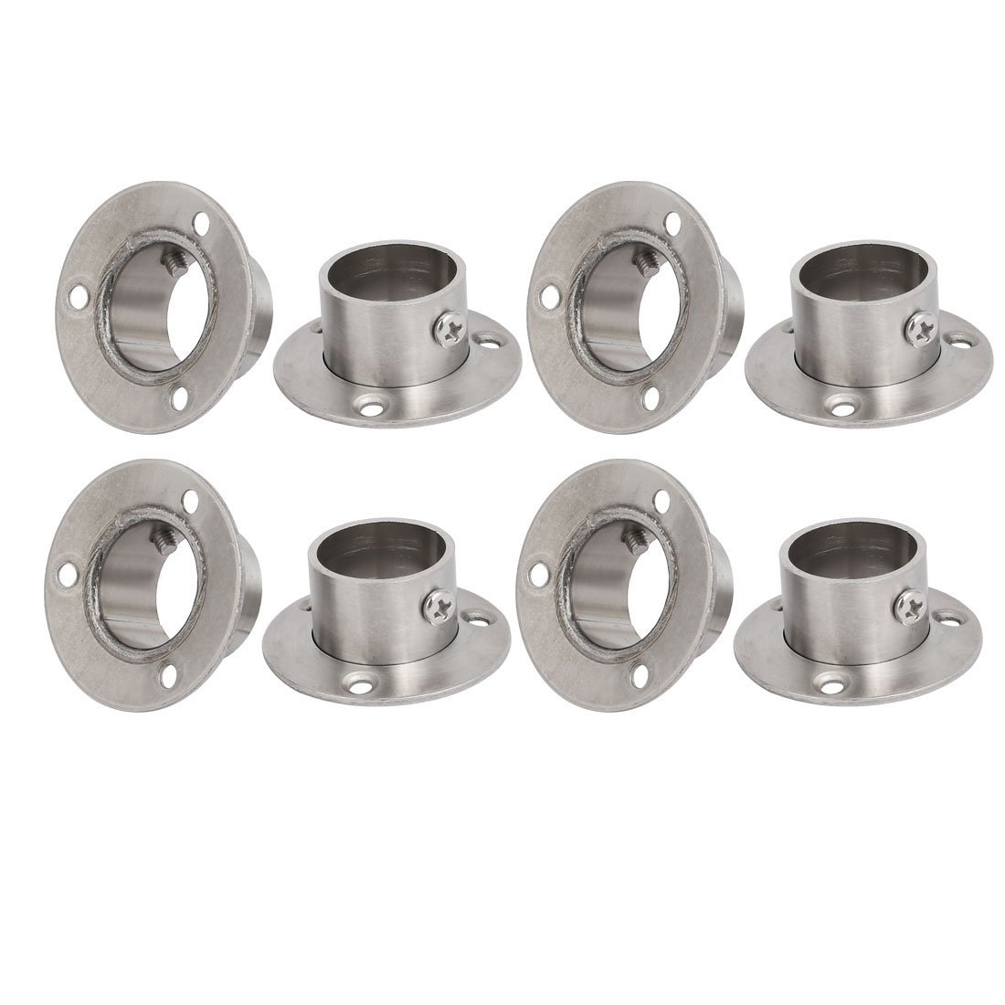 Sourcingmap 4 Pair Stainless Steel Closet Pole Socket Rob Support Flange Holder, 26mm Dia