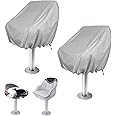 WOMACO 2 Pack Boat Seat Cover, Outdoor Waterproof Pedestal Pontoon Captain Boat Bench Chair Seat Cover, Oxford Fabric Helm Chair Protective Covers