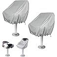 WOMACO 2 Pack Boat Seat Cover, Outdoor Waterproof Pedestal Pontoon Captain Boat Bench Chair Seat Cover, Oxford Fabric Helm Ch