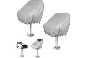 WOMACO 2 Pack Boat Seat Cover, Outdoor Waterproof Pedestal Pontoon Captain Boat Bench Chair Seat Cover, Oxford Fabric Helm Chair Protective Covers