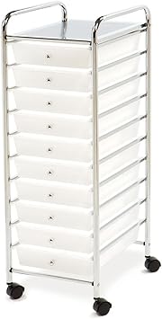 Amazon Com Multi Use 10 Drawer Rolling Cart Clear White And