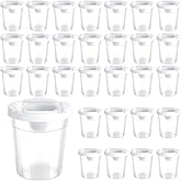 LIQWEI 30 Pack No Spill Paint Cups with Lids for Kids, Reusable Spill Proof Paint Water Cup Plastic Containers for Painting School Classrooms Arts Crafts Supplies (3 x 3 Inch)