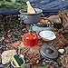 urbenfit Camping Cookware Set, with Aluminum Pot with Lid, Bowl, Wooden Spatula, Spoon with Stainless Steel Handle, Cleaning Sponge, Thick Gloves