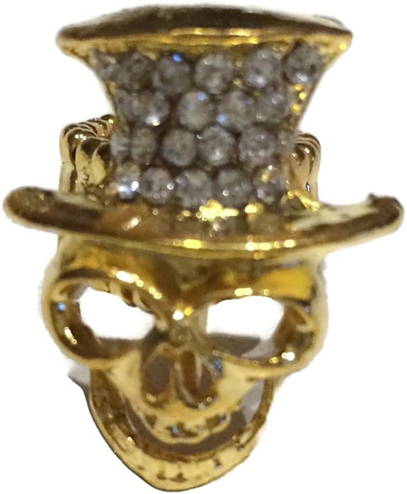 Fashion Jewelry Stretch Gold Skull Face with Rhinestones