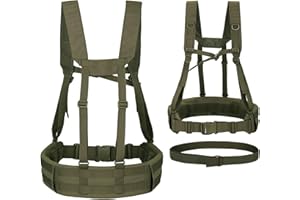 JFFCESTORE Military Waist Belt Multi-Purpose Molle Padded Patrol Belt with H Harness Suspenders Outdoor Sports Equipment