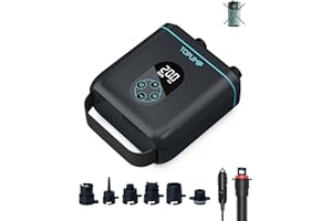 TOPUMP Electric Paddle Board Pump TPS220, 20PSI SUP Air Pump with Auto-Off, Dual Stage Inflation & Deflation,12V DC Car Connector for Paddle Board,Kayak,Wing & Kite,Tent,Boat,Mattress