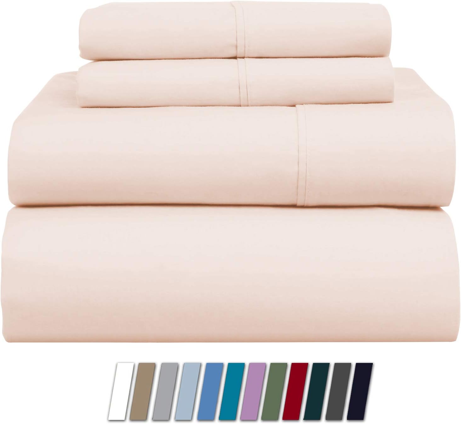 800 Thread Count 100% Cotton Sheet Ivory California king Sheets Set, 4-Piece Long-staple Combed Cotton Best Sheets For Bed, Breathable, Soft & Silky Sateen Weave Fits Mattress Upto 18'' Deep Pocket