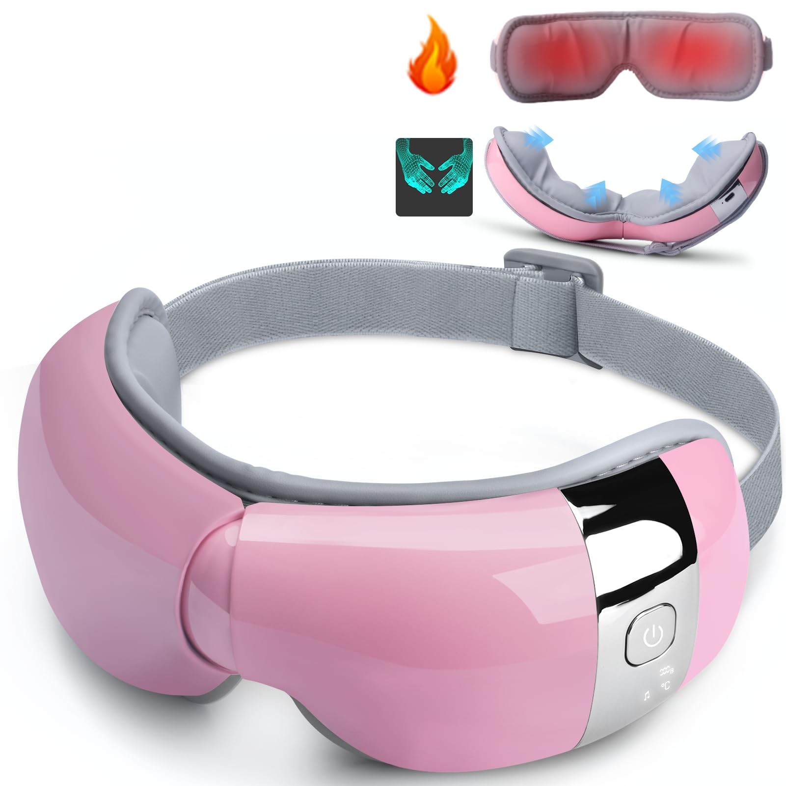 Heated Eye Massager for Migraines, Relieve Dry Eyes, Eyestrain and Improve Sleep Eye Mask Massager for Relaxation - Mothers Day Gifts (Pink)