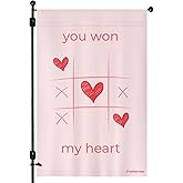 You Won My Heart Valentine's Day Theme 12" x 18" Double Sided Garden Flag Banner Cute Outdoor Galentine's Day Humor Home Decor (YouWonMyHeart)