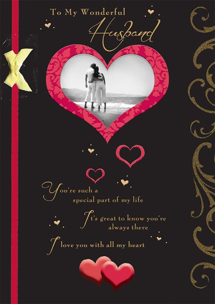 Piccadilly Greetings Traditional Birthday Card Husband - 10 x 7 inches,Black