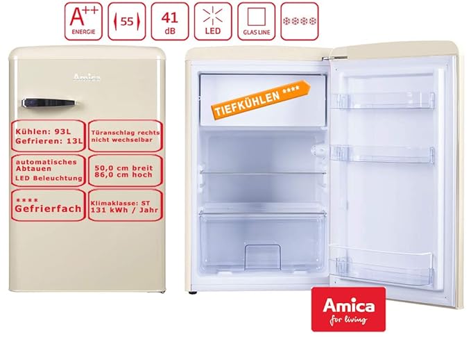 Amica Retro Frigorífico Crema KS 15615 B a + + 106 L, con ...