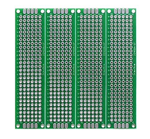 LAMPVPATH (Pack of 4) PCB Prototype Board, Double Sided PCB Proto Board for DIY Solder Breadboard, 2cm X 8cm(0.787" X 3.149") Universal Printed Circuit Board