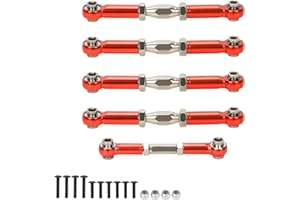 RCAWD Turnbuckles with Rod Ends for 1/10 Redcat Blackout SC, SC PRO, XTE, XTE PRO, XBE, XBE PRO Upgrades, Tie Rod Link Linkage Rod Parts for BS213-016 Hop Ups Red
