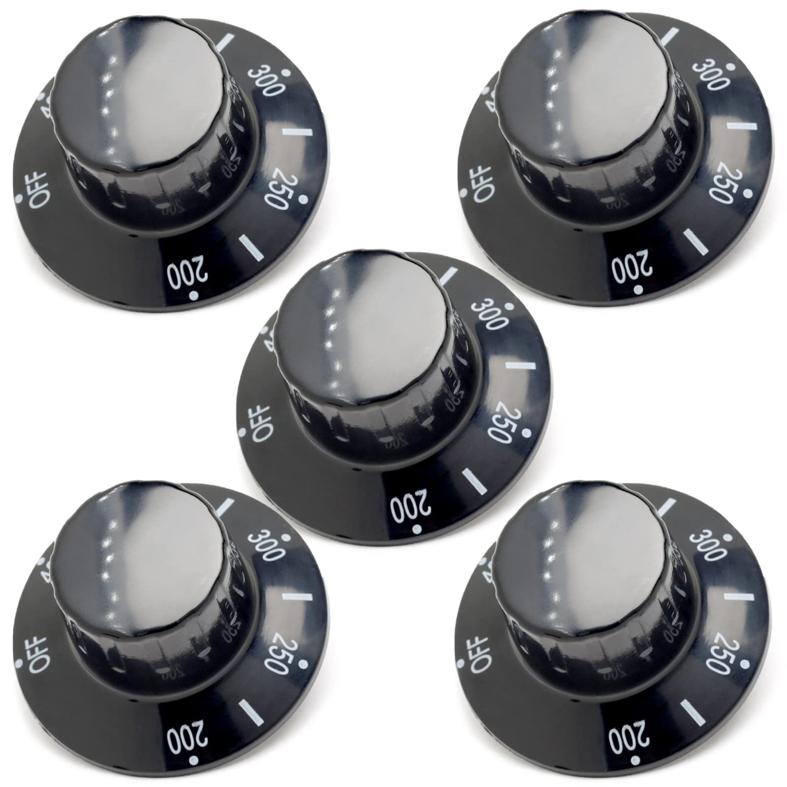 Photo 1 of PP10539 Thermostat Dial Knob 200-400°F for Fryers, Compatible with Pitco Frymaster Dean Range Imperial Fryer, 2-1/4 Inch Black Knob Dial 5Pcs, P6071271 00-944801 Thermostat Knob W/Off