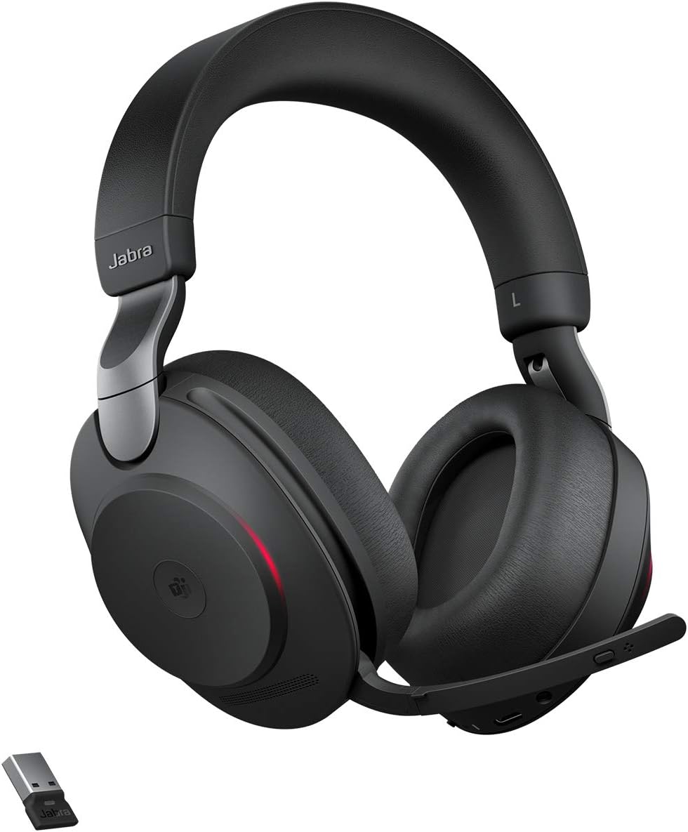Jabra Evolve2 85 Wireless PC Headset, Noise Cancelling Microsoft Teams Certified Stereo Headphones With Long-Lasting Battery