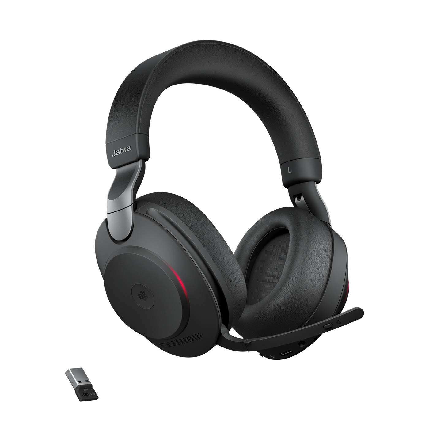 Jabra B2B Jabra Evolve2 85 Casque PC Sans Fil Avec Station De Charge - Casque Audio Certifié Microsoft Teams Anti-Bruit Avec Batterie Longue Durée - Adaptateur Bluetooth Usb-A - Noir