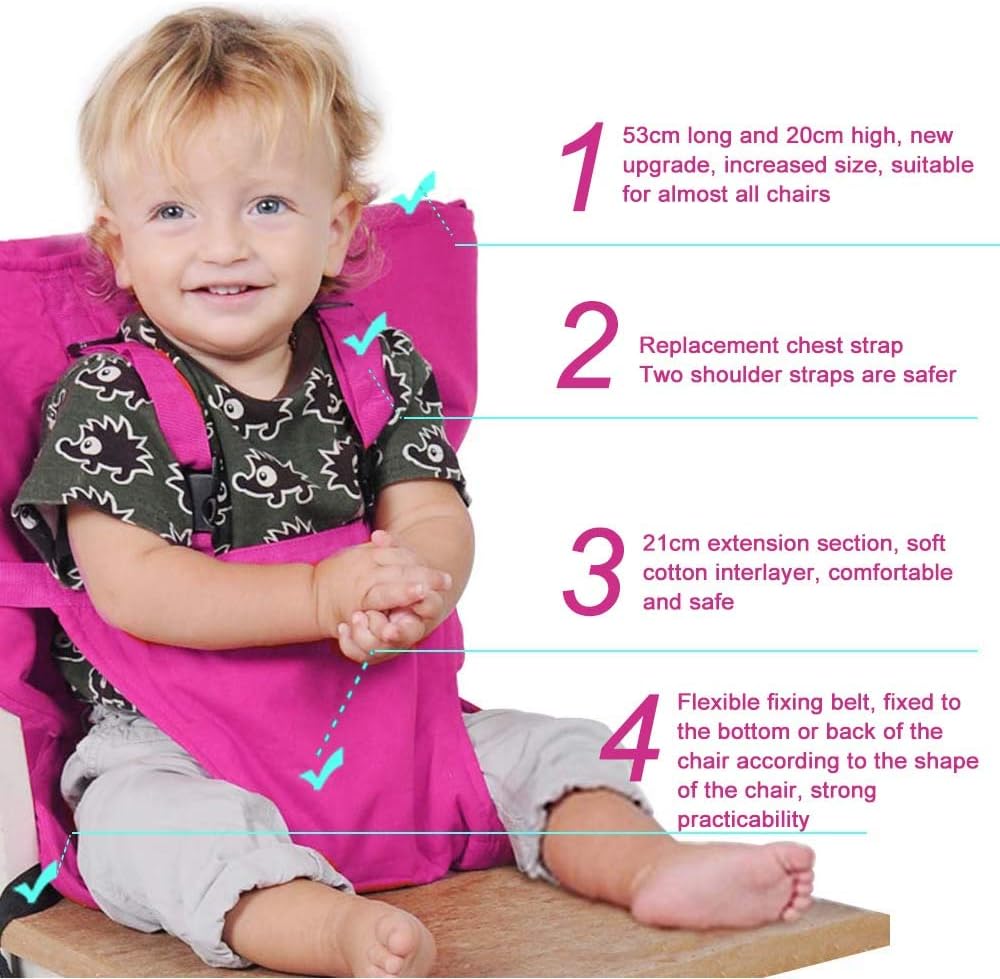 Travel High Chair High chair Seat Covers for Baby Mobile and Safe Adjustable Removable and Washable Feeding Safety Belt Seat Baby Harness Belt - Image 3