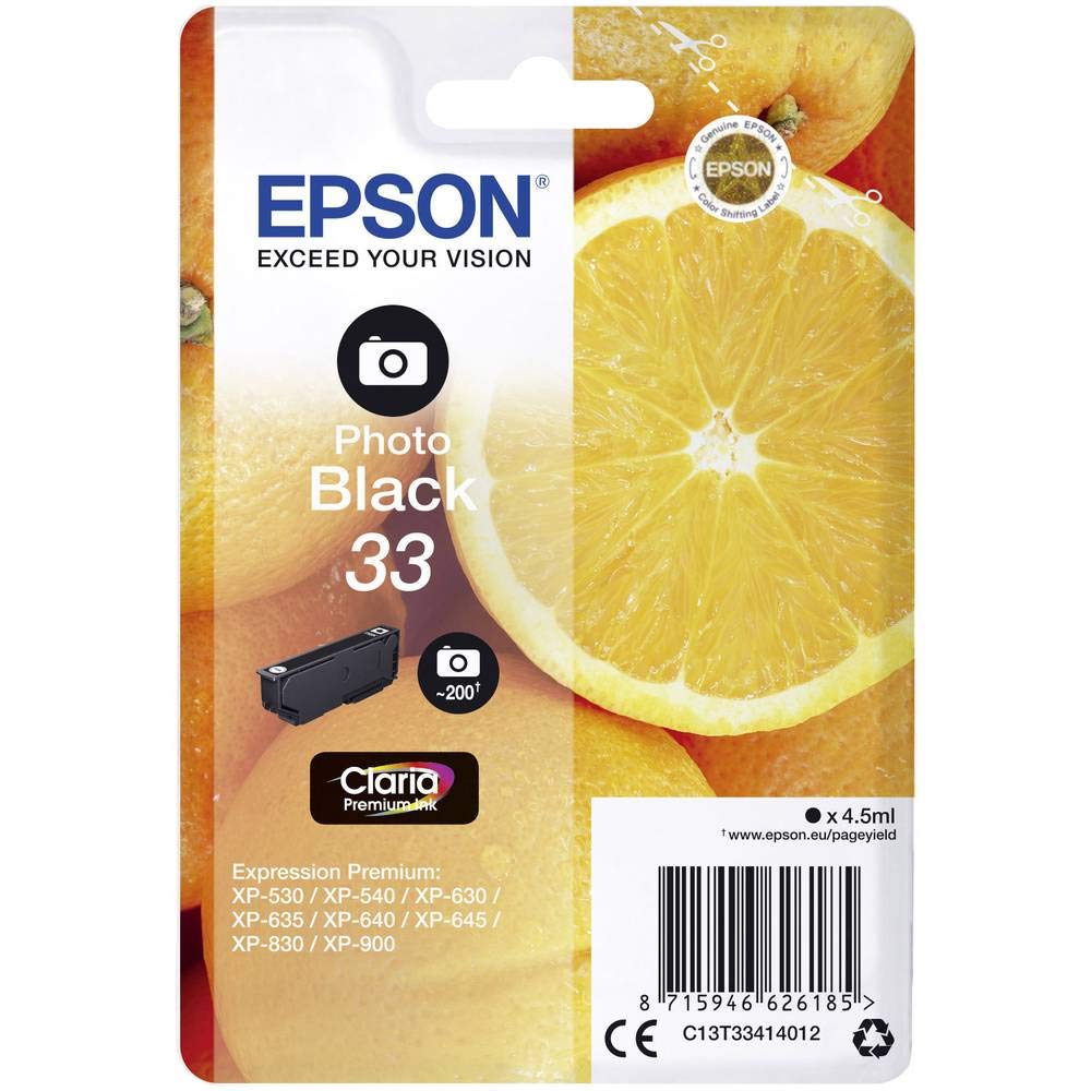 Epson 33 Photo Black Oranges, Genuine, Claria Premium Ink, Standard Capacity