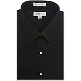 OmegaTux Men's Microfiber Tuxedo Dress Shirt Laydown Collar, Non Pleat