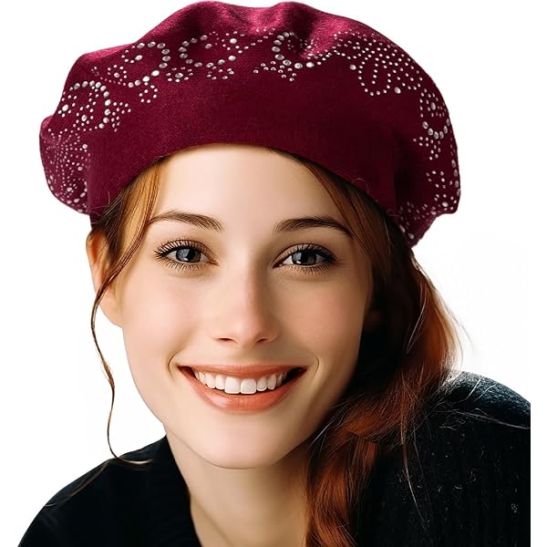 8365 Rhinestone Beret Hats For Women Wool Flower French Winter Hat Fascinating Rhinestone Chain Flower Wool Beret Hat Women  main image 2