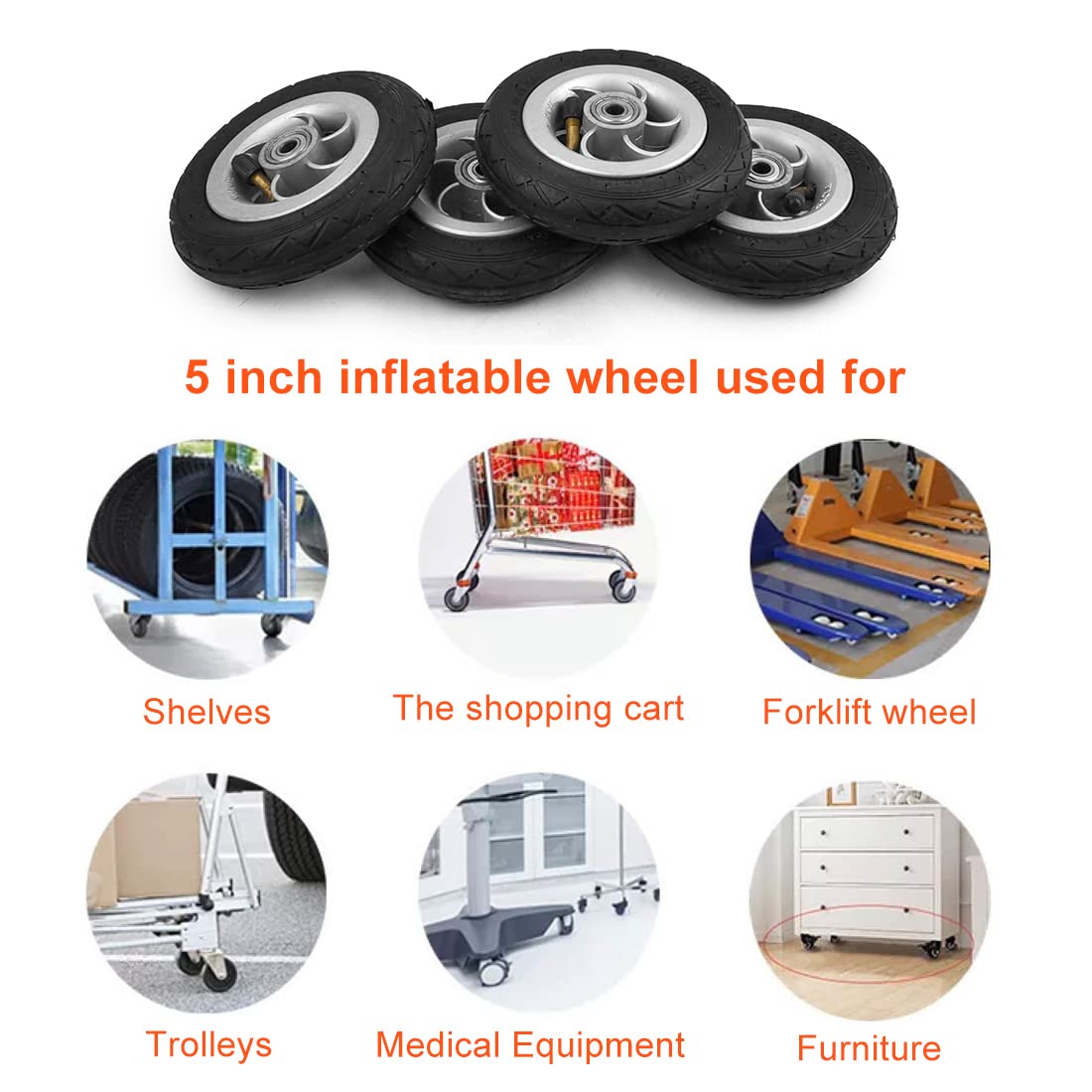 5 Inch Inflation Wheel Using Metal Hub 5X1 Pneumatic Tire With Inner Tube Electric Vehicle 5 Inch Pneumatic Wheel Gocart Caster (wheel)