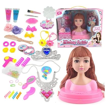 Mallette De Coiffure Enfant Tête à Coiffer Et à Maquiller Princess Tête à Coiffer Tête A Maquiller Poupée De Maquillage Pour Fille Habillage