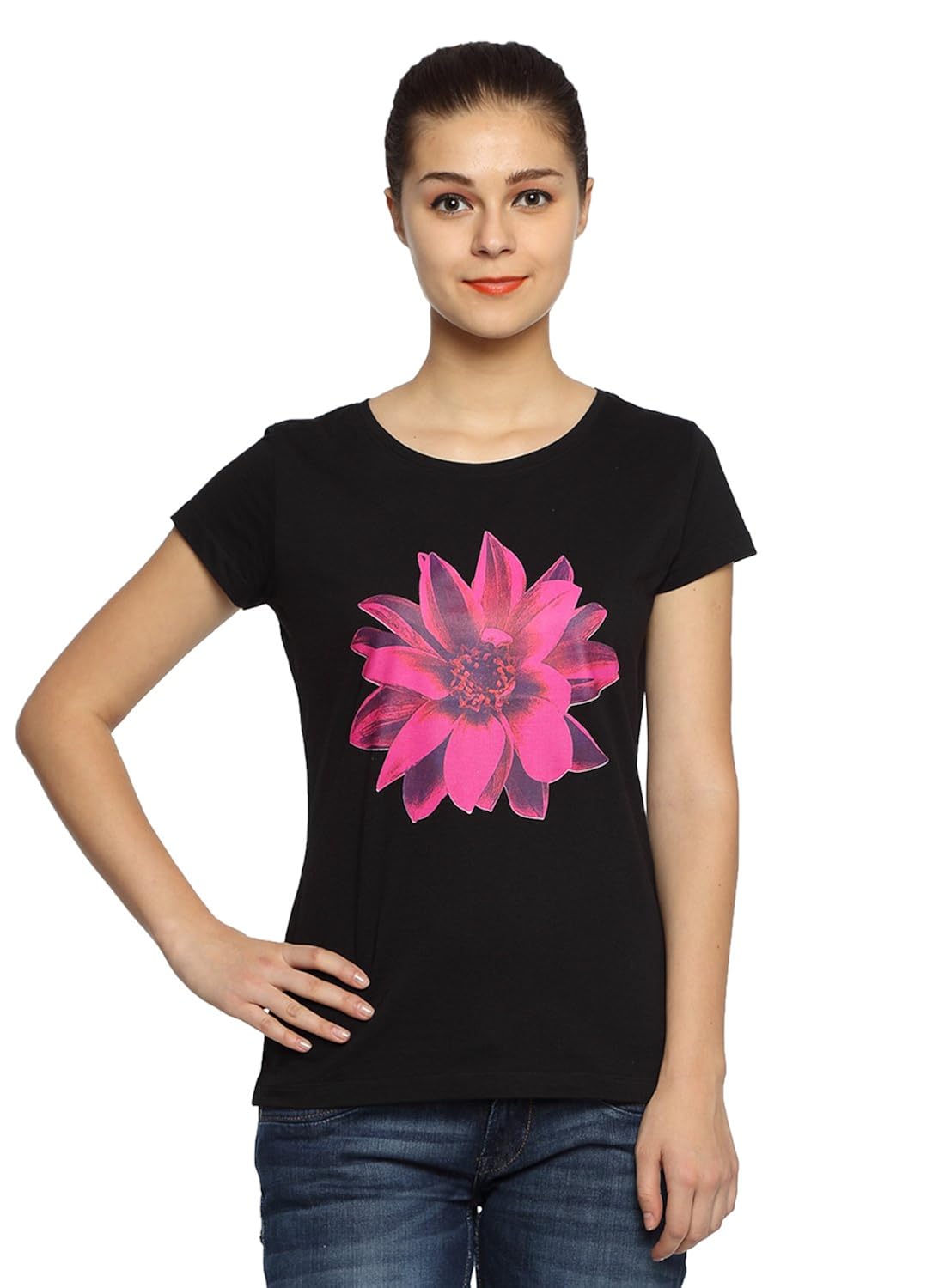 Buy sharktribe Black Round Neck T-Shirt (Medium) for Women at Amazon.in
