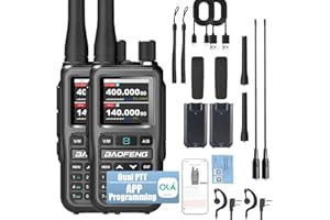 Baofeng UV-5R Mini Dual Band Radio - 5W 2-Way Radio w/999CH | Bluetooth & NOAA Weather | USB-C Charging | Emergency Kit for Camping, Hunting (2 Pack)​ (Grey)