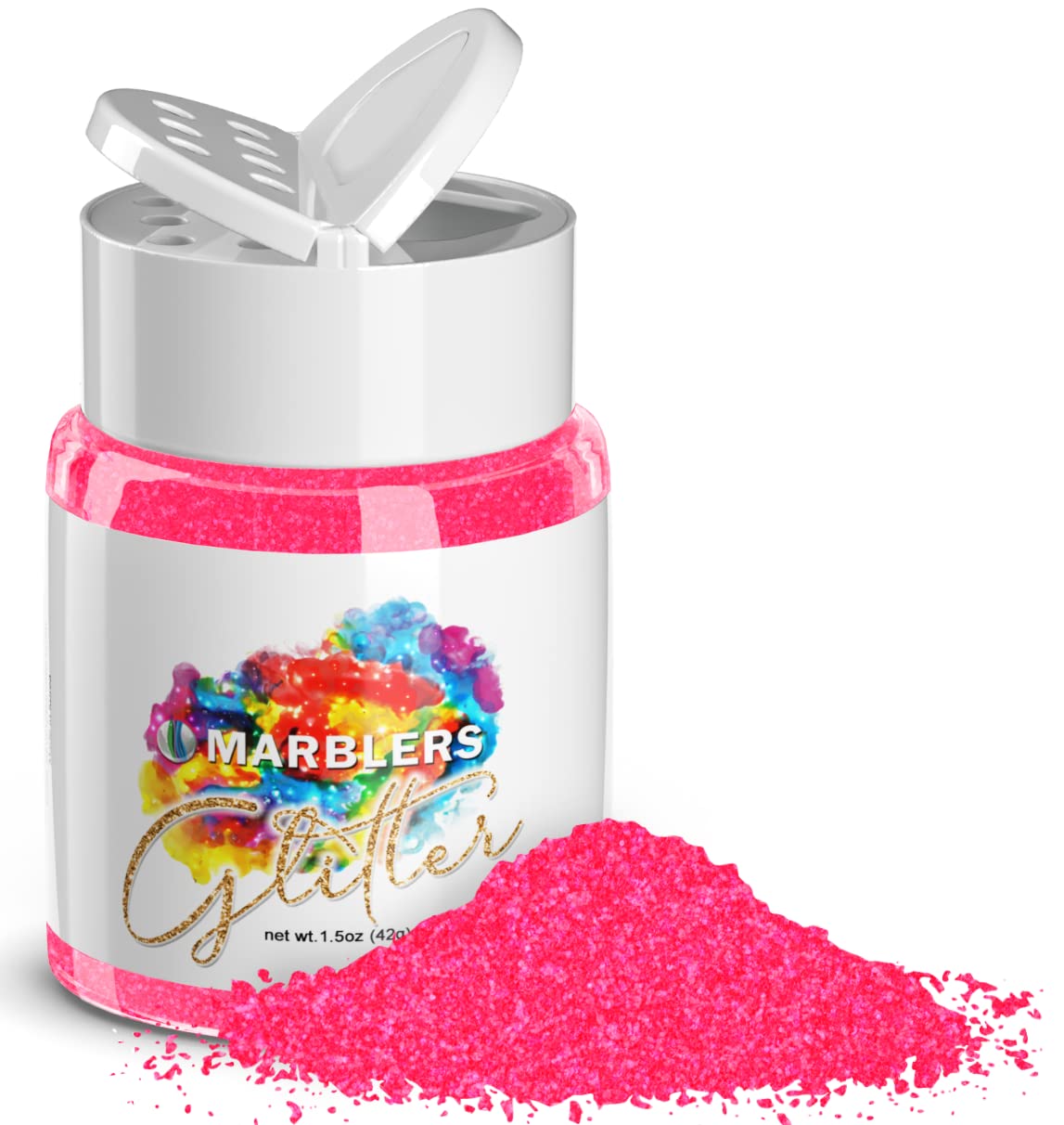 MARBLERS Neon Glitter [Fluorescent Pink] 1.5oz (42g) | Fine | Non-Toxic, Vegan, Cruelty-Free | Face, Body, Eyeshadow, Hair, Festival, Party Makeup | Nail Art, Polish | Resin, Tumbler, Slime, Craft — image 1