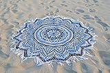 Madhu International Cotton White Black Mandala Round, Beach Throw, Yoga Mat, Picnic Mat, Roundies