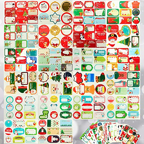Koogel 448pcs Christmas Present Labels, 52 Sheets Self Adhesive Christmas Gift Tags Present Tags Sticker for Bookmarks Scrapbooks Gift Paper Wrappers Christmas Gift