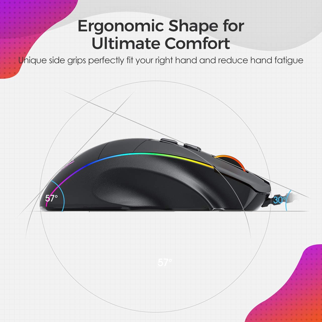 VicTsing Ergonomic Wired Gaming Mouse, 8 Programmable Buttons, 5 Levels Adjustable DPI up to 8000, Wired Computer Gaming Mice with 7 RGB Backlight Modes for PC, Laptop, MacBook: Computers & Accessories