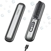 Faytion Cordless Hair Straightener Brush-Portable Hair Straightener Cordless Brush with 6 Temperature Adjust, 10000mah Cordless Travel Hair Straightener Brush, Dual Voltage, Grey