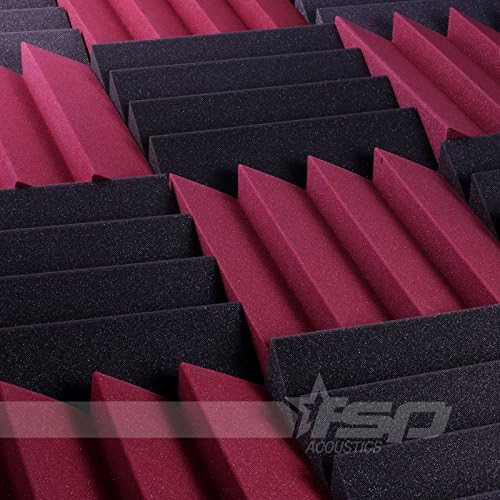 12x12x2 (12 Pack) Burgundy/Charcoal Acoustic Wave Sound Proofing/Treating Studio Foam Tiles