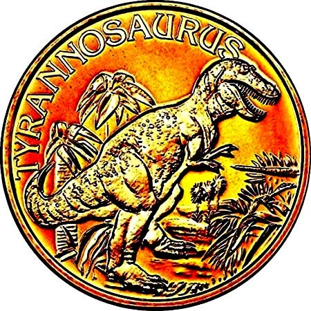 kwg77 T.REX MONSTER copper bullion coin collector coin SET 4 x 1oz, TYRANNOSAURUS REX / DINOSAUR VELOCIRAPTOR (raptor) , GIGANOTOSAURUS , DINOSAUR PTERANODON
